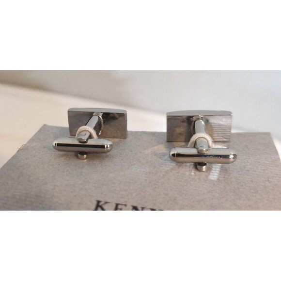 Kenneth Cole New York Cufflinks Rectangular Simplistic Classic Chrome Finish - Picture 8 of 9